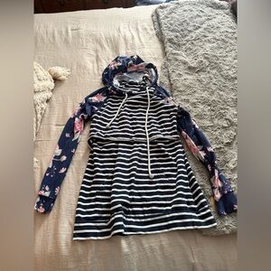 Floral and striped maternity hoodie